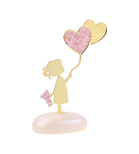 Μπομπονιέρα Βάπτισης Κορίτσι με Μπαλόνι καρδιές.