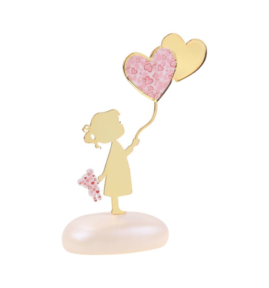 Μπομπονιέρα Βάπτισης Κορίτσι με Μπαλόνι καρδιές.