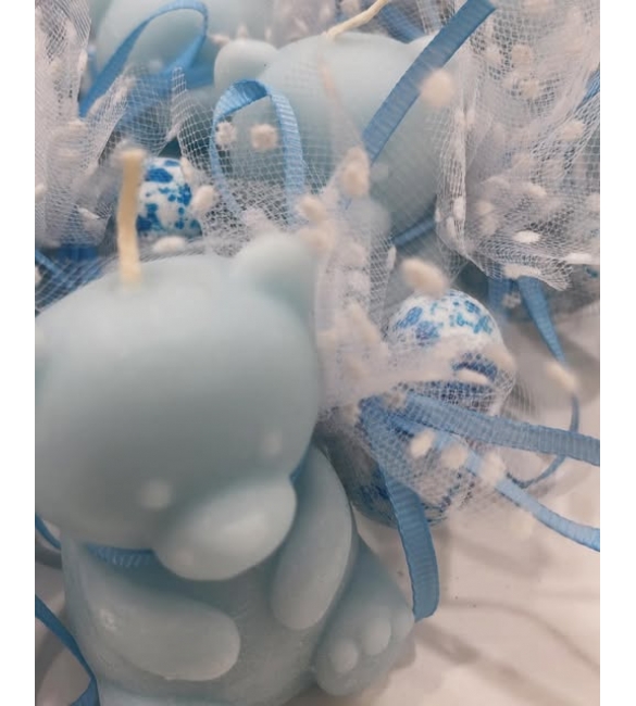 Μπομπονιέρα βάπτισης & γέννας αρωματικό κερί αρκουδάκι σε 8 χρώματα.