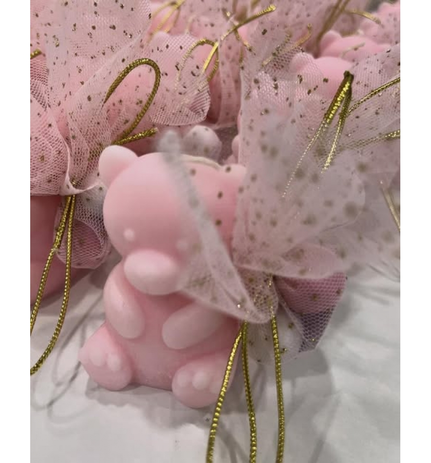 Μπομπονιέρα βάπτισης & γέννας αρωματικό κερί αρκουδάκι σε 8 χρώματα.