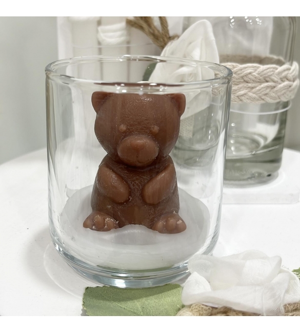 Αρωματικό αρκουδάκι κερί σε ποτήρι γυάλινο.